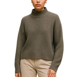 GARAGE NWT Blackened Pearl Grey Horizontal Rib Stitch Funnel Neck Sweater Size L